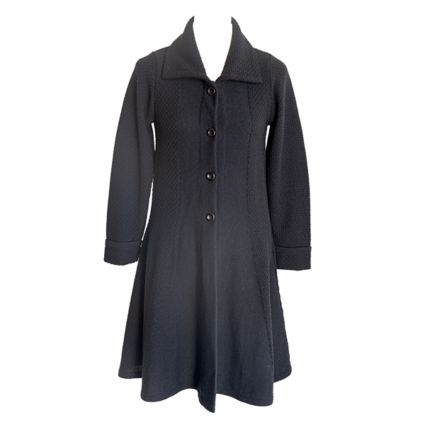 A-line Black Knitted Coat