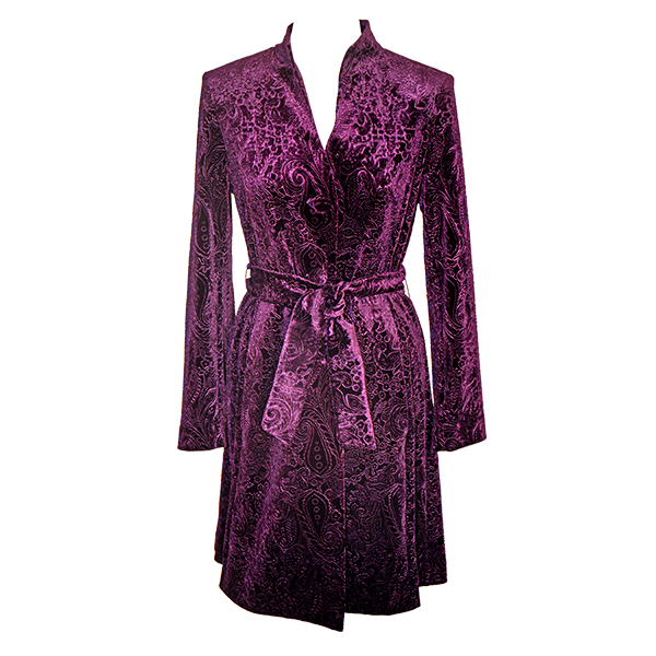 Purple Embossed Velvet Coat
